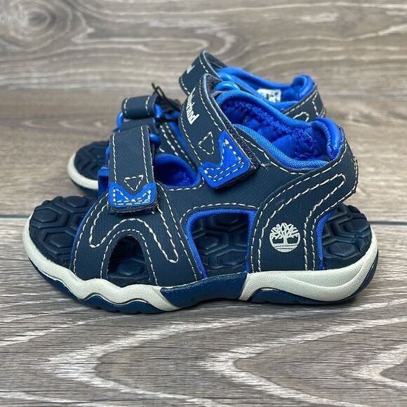 NWT Timberland Adventure Seeker II Navy Blue Toddler Boy Sz 4 Hook & Loop Sandal - Picture 3 of 12